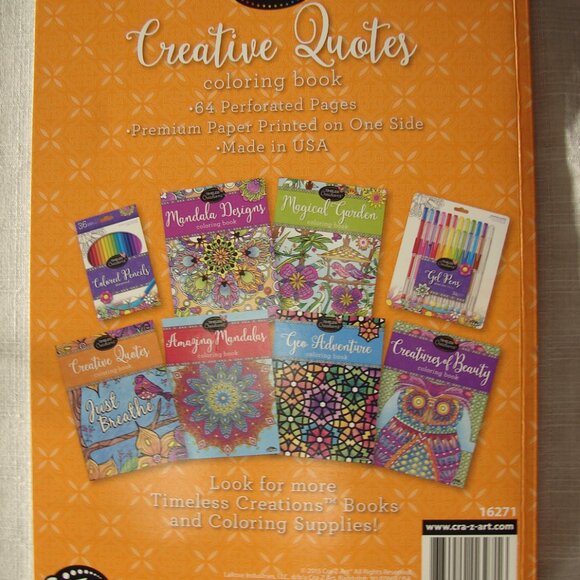 Timeless Creations Creative Quotes Cra-z-art Coloring Book Unused 1 sided pages - Picture 4 of 11